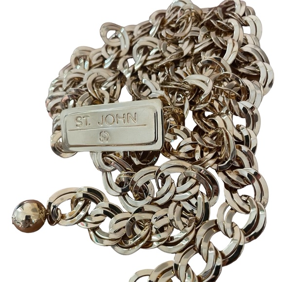 St John Vintage Gold Curb Chain Adjustable Logo Belt - Picture 10 of 15
